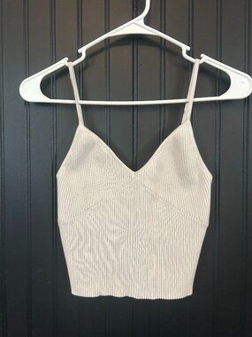 White Fitted Ribbed Tank